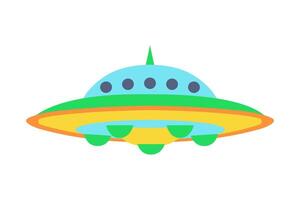 Flying saucer. UFO Flying Spaceship.  Alien spacecraft. Flat vector illustration.