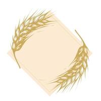 whole grain wheat frame or border. Rye, barley, oats wreath design in engraving sketch style. Vector illustration isolated on white background for logo, bakery, menu.