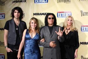 Nick, Sophie,  Gene Simmons with Shannon Tweed arriving at  the Extract Premiere at the ArcLight Theater in  Los Angeles, CA on August 24, 2009 photo