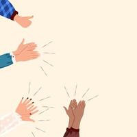 Diverse hands clapping to congratulate success job. male and female Hands applaud to good job. Hands support each other, concept of teamwork, girl power,unity. vector template with space for text