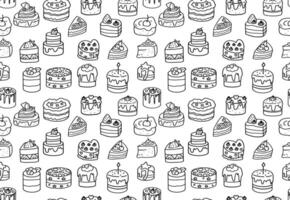 seamless pattern with cake outline doodle vector