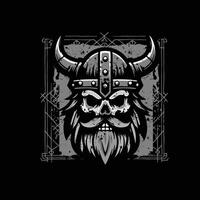 head skull viking illustration, design for t shirt vector