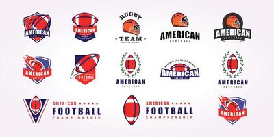 rugby pelota logo diseño manojo, americano fútbol americano equipo deporte conjunto haz vector Clásico ilustración