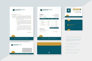 Corporate identity set including letterhead, invoice, name card and envelope. vector