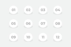 Bullet Points Numbers from One to Twelve vector