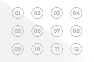 Bullet Points Numbers from One to Twelve vector
