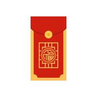 Angpao envelope icon. Hongbao red envelopes set. Vector collection of Chinese angpao gifts isolated. Traditional envelope, coins, money for Chinese New Year, birthday, wedding and other holidays.