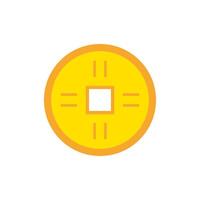 ancient chinese coin flat design vector illustration. gold oriental currency symbol object bringing wealth, fortune, prosperity, luck and treasure. old chinese copper coins for chinese new year