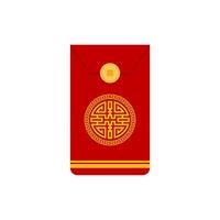Angpao envelope icon. Hongbao red envelopes set. Vector collection of Chinese angpao gifts isolated. Traditional envelope, coins, money for Chinese New Year, birthday, wedding and other holidays.