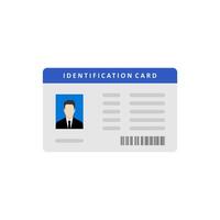 identity card flat design vector illustration. The idea of personal identity. ID card, identification card, drivers license, identity verification, person data.