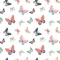 Seamless pattern with cute butterflies. Spring and summer pattern. Vector butterflies background.