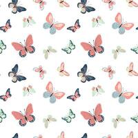 Seamless pattern with cute butterflies. Spring and summer pattern. Vector butterflies background.