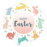 Easter sale banner, background. Template with rabbits for design poster, banner, invitation, voucher. Promo discount season offer. vector