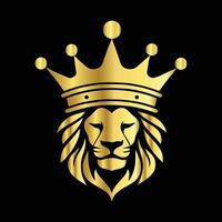Abstract Vector Lion with Crown Logo Design Template