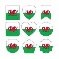 Modern Abstract Shapes of Wales Flag Vector Design Template