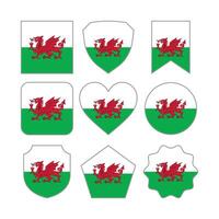 Modern Abstract Shapes of Wales Flag Vector Design Template