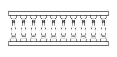 Stone balustrade with balusters for fencing line art vector