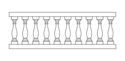 Stone balustrade with balusters for fencing line art vector