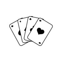 Playing cards line icons isolated on white background. vector