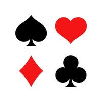 Playing card suits icon set. Poker playing cards suits symbols. vector