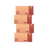 Stacked cardboard boxes vector isolated on white background.