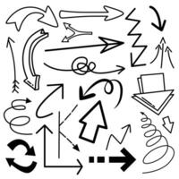 Abstract Arrow hand drawn doodle set vector illustration