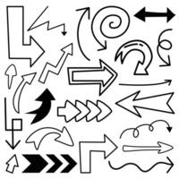 Abstract Arrow hand drawn doodle set vector illustration