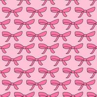 Pretty pink bows seamless pattern. Y2k girly background, wrapping paper, backdrop. Retro vintage colors. vector