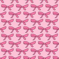 Pretty pink bows seamless pattern. Y2k girly background, wrapping paper, backdrop. Retro vintage colors. vector