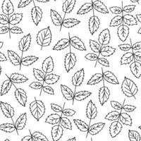 Linear eco greenery seamless pattern. Botanical leaves, branches, stems. Retro vintage style. Line art. Background, backdrop, wrapping paper. vector