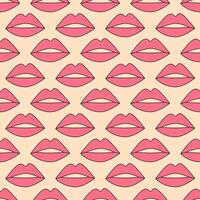 Pink lips seamless pattern. Y2k romantic background, wrapping paper, backdrop. Retro vintage colors. vector