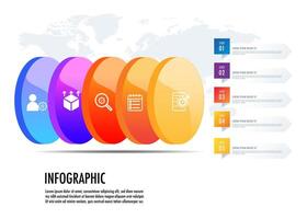 infografía modelo 5 5 paso para negocio dirección, márketing estrategia, diagrama, datos, resplandor, flecha línea de tiempo, para presentación reporte y Progreso vector