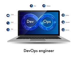 DevOps Infinity shape on screen infographic template vector