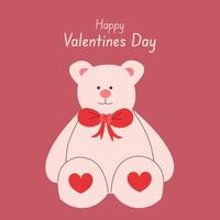 Valentines Day illustration with teddy bear vector