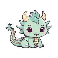 cartoon dragon with cute face vector