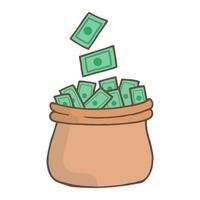 money in a bag hand drawn illustration vector