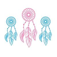 Dream catcher with mandala and feathers.hand drawn indian talisman. Ethnic bohemian design element. Flat vector boho style.