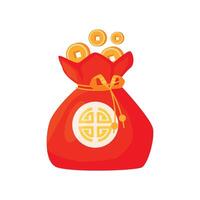 chinese new year lucky money bag, a bag with a gold bullion, a bag with money or a hanbao, a bag with a Chinese character meaning luck or luck vector