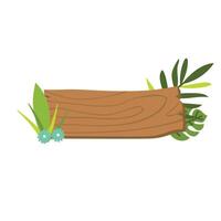 Flat vector of wooden signboards and botanical. Natural texture. Signs with place for your messages. Mobile game asset