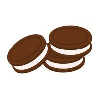 set of chocolate cookies with cream flat vector illustration