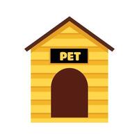 perro casa frente ver amarillo color plano vector icono, mascota tienda concepto