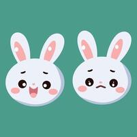 Easter rabbit vector stock illustration two style happy and sad emotion