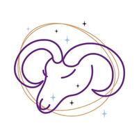 Aries horóscopo zodíaco firmar bosquejo mano dibujado vector ilustración antecedentes con resumen oveja RAM, estrellas, místico diseño elemento para volantes, póster, imprimir, textil, logo, icono. boho estilo línea Arte