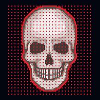 digital, píxel cráneo vector