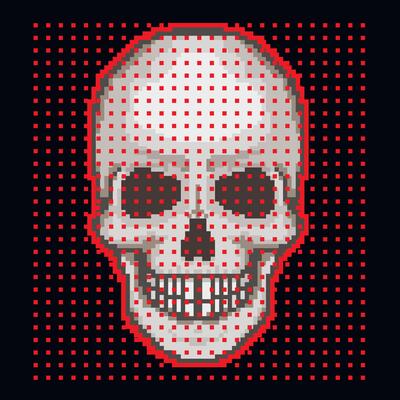Digital, pixel skull