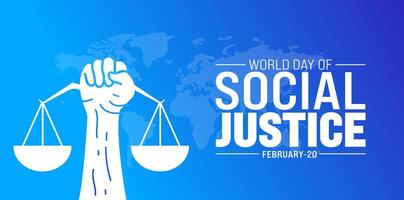 February is World Day of Social Justice background template. Holiday concept. background, banner, placard, card, and poster design template with text inscription and standard color. vector