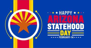 February is Arizona Statehood Day background template. Holiday concept. use to background, banner, placard, card, and poster design template with text inscription and standard color. vector