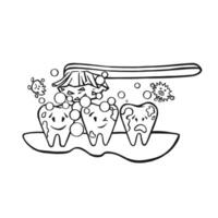 cleaning teeth and gums dental infection oral hygiene, vector