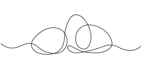 Eggs single continuous line art drawing Easter black and white minimal vector illustration