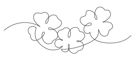 Clover leaves one line art drawing Floral single continuous line minimal vector illustration